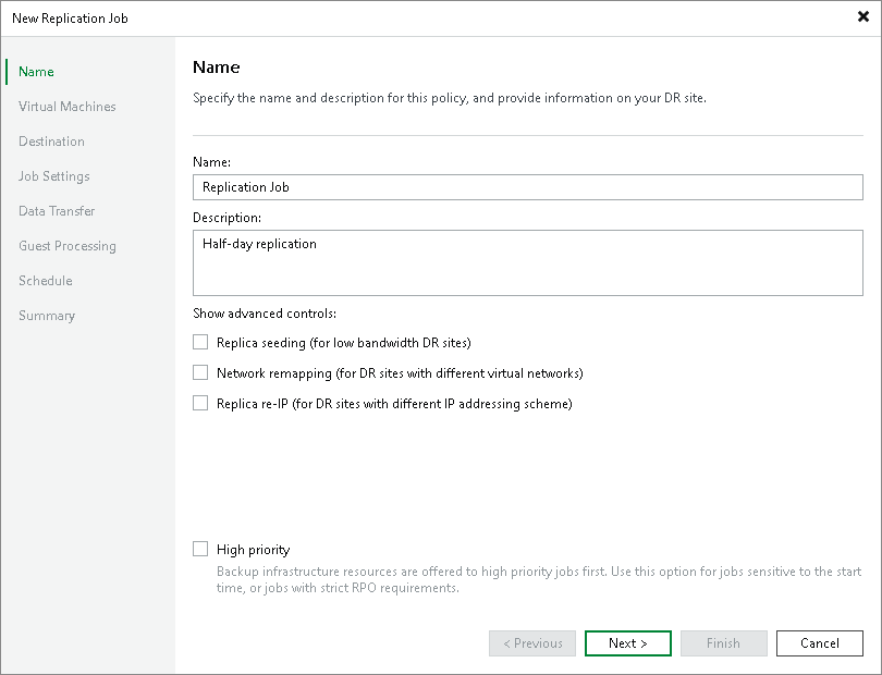 Specify Job Name Creating Replication Job