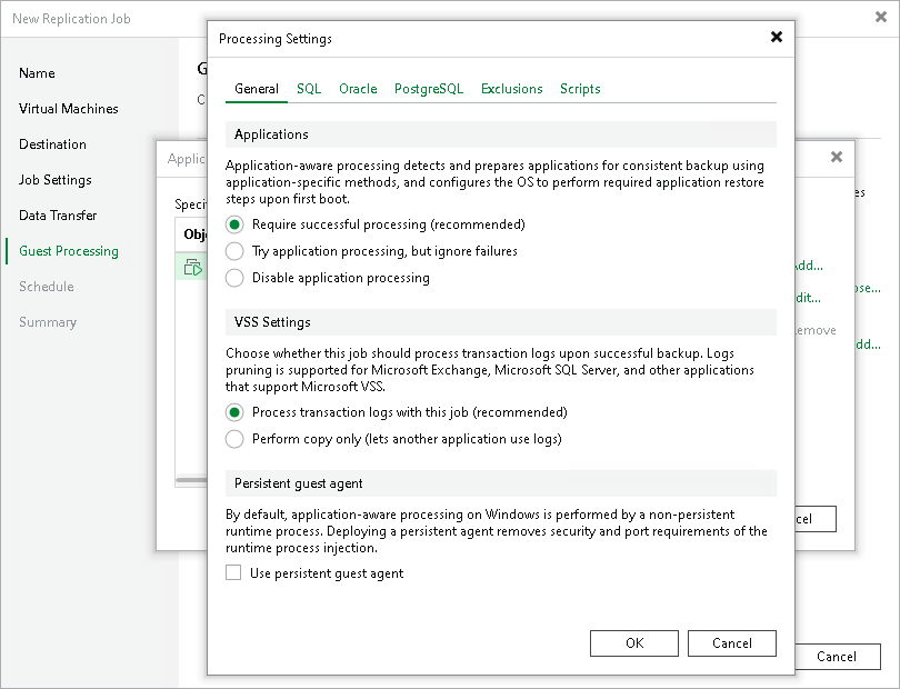 Specify General Application Processing Settings Creating Replication Job