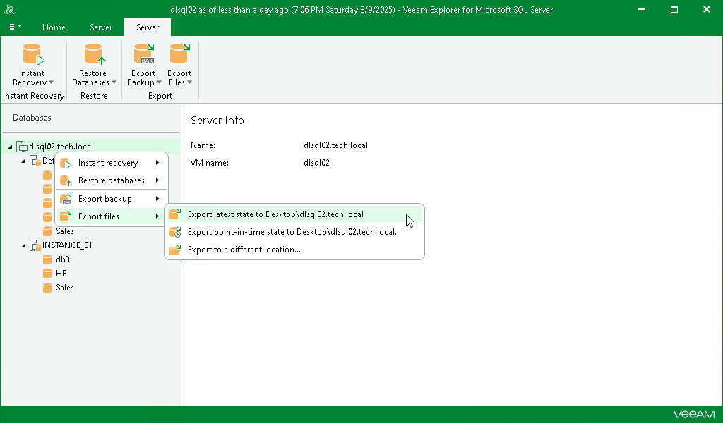 Launching Export Wizard