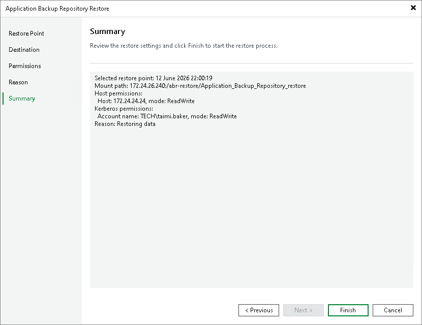 Step 6. Verify Restore Settings