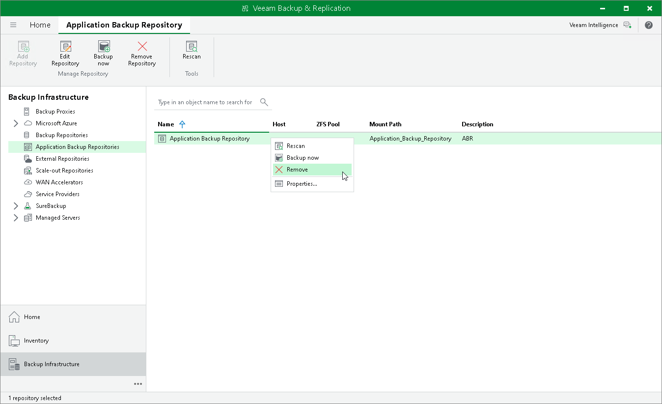 Removing Application Backup Repositories