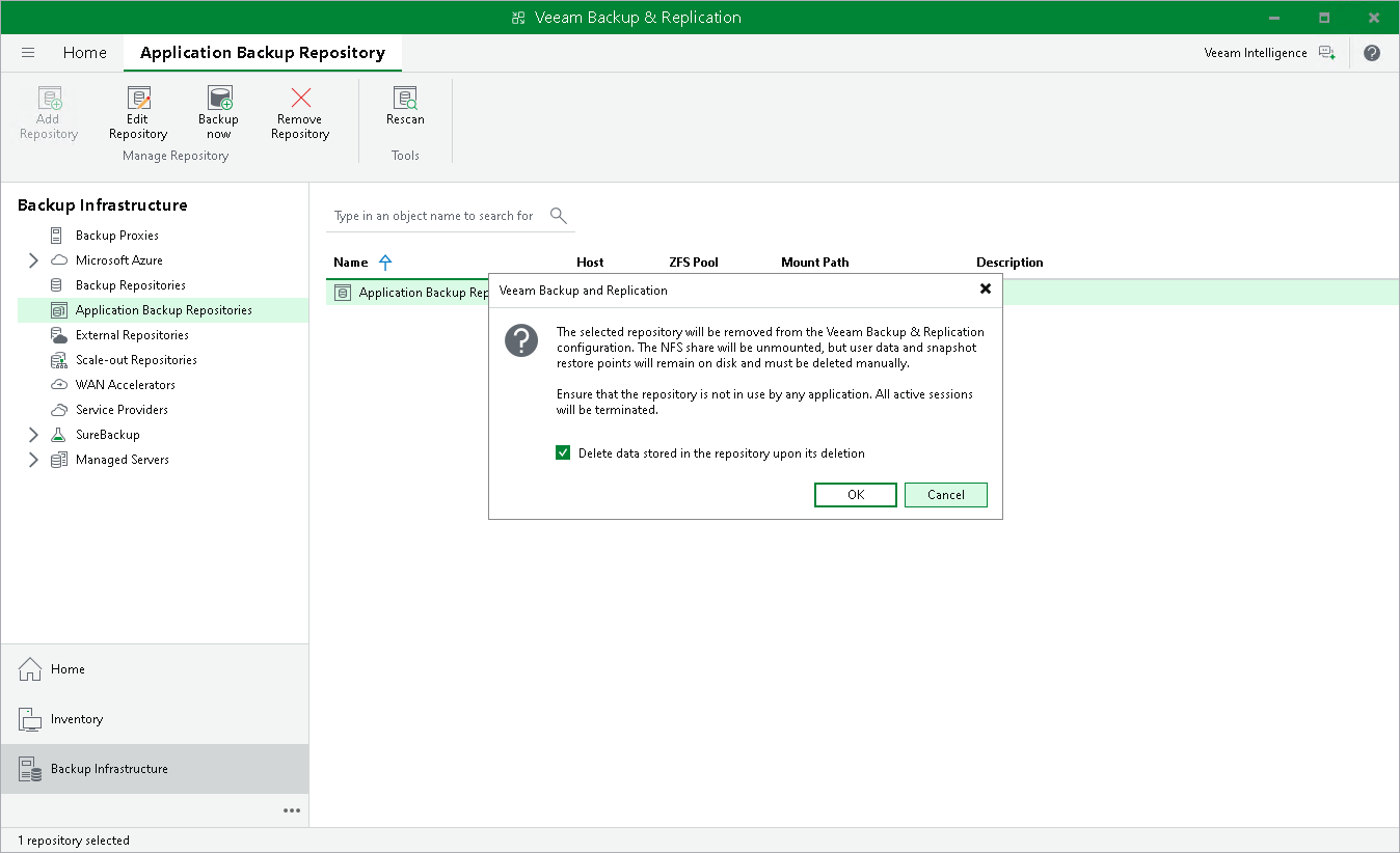 Removing Application Backup Repositories