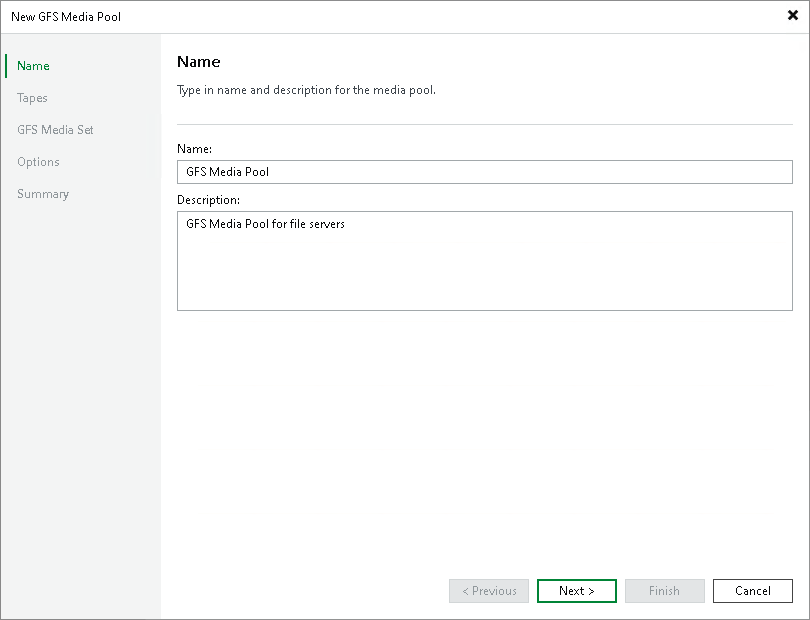 Step 2. Specify Media Pool Name
