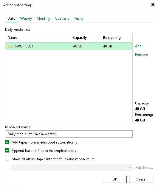 Step 5. Specify Advanced Media Set Options