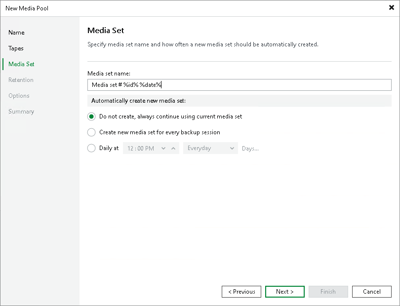 Step 4. Specify Media Set Options