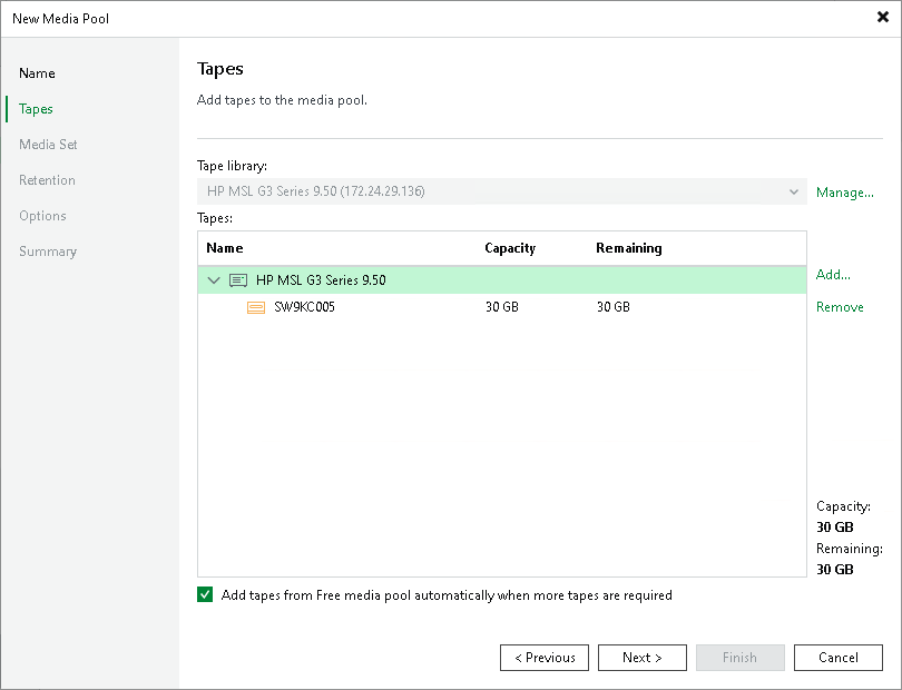 Step 3. Add Tapes to Media Pool