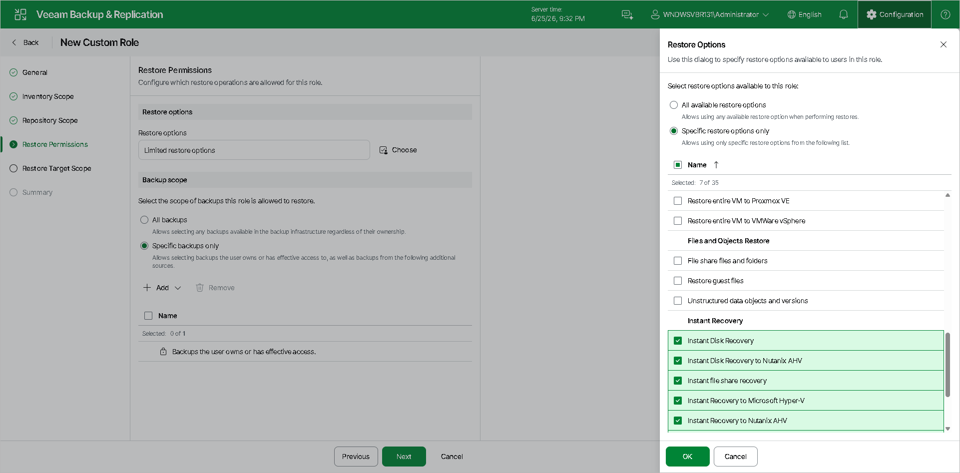 Step 5. Configure Restore Permissions