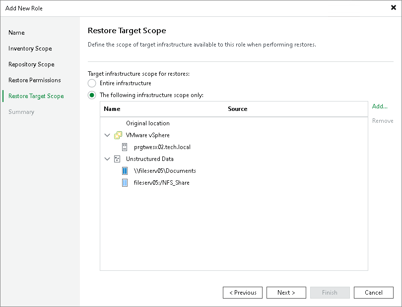 Step 6. Define Restore Target Scope