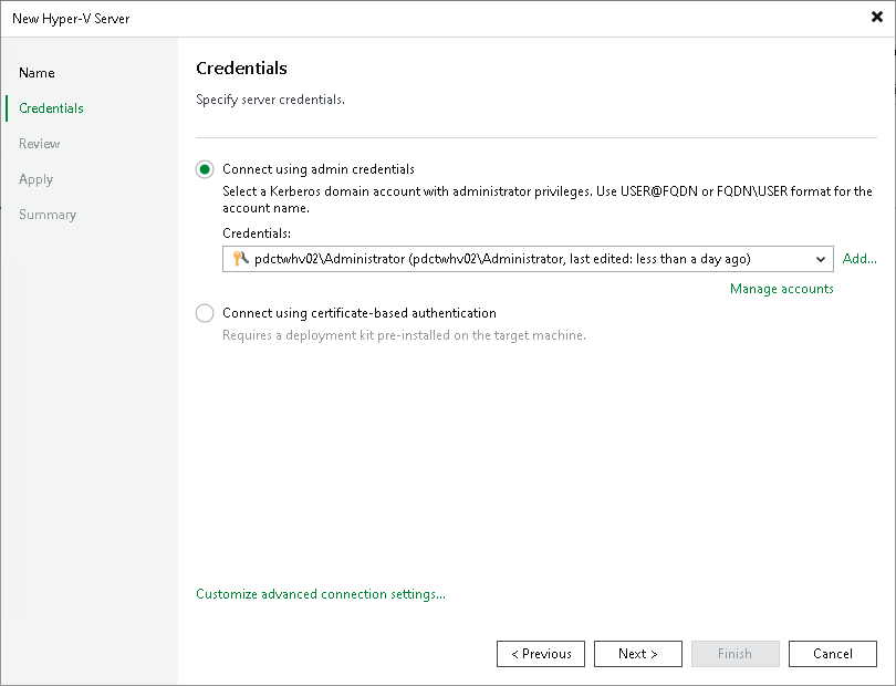 Step 3. Specify Credentials