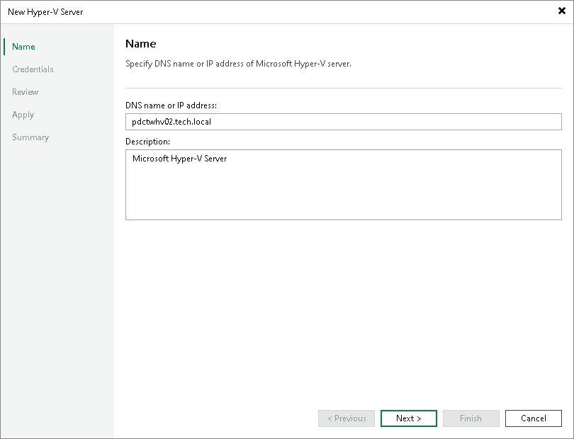 Step 2. Specify Server Name or Address