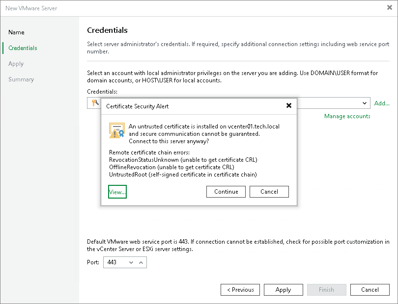 Step 3. Specify Credentials