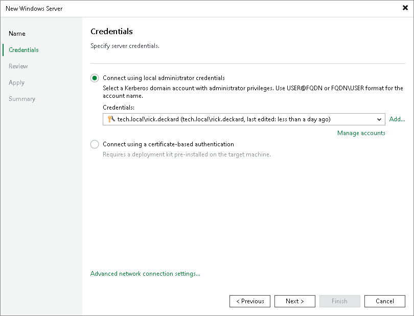 Step 3. Specify Credentials