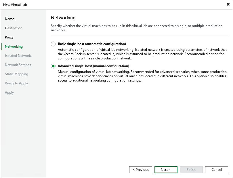 Step 5. Select Networking Mode