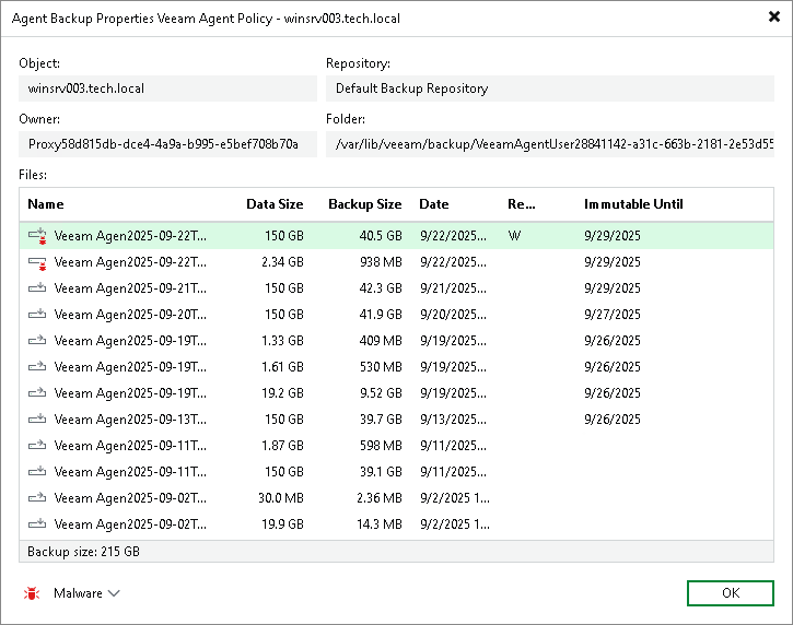 Viewing Backup Properties