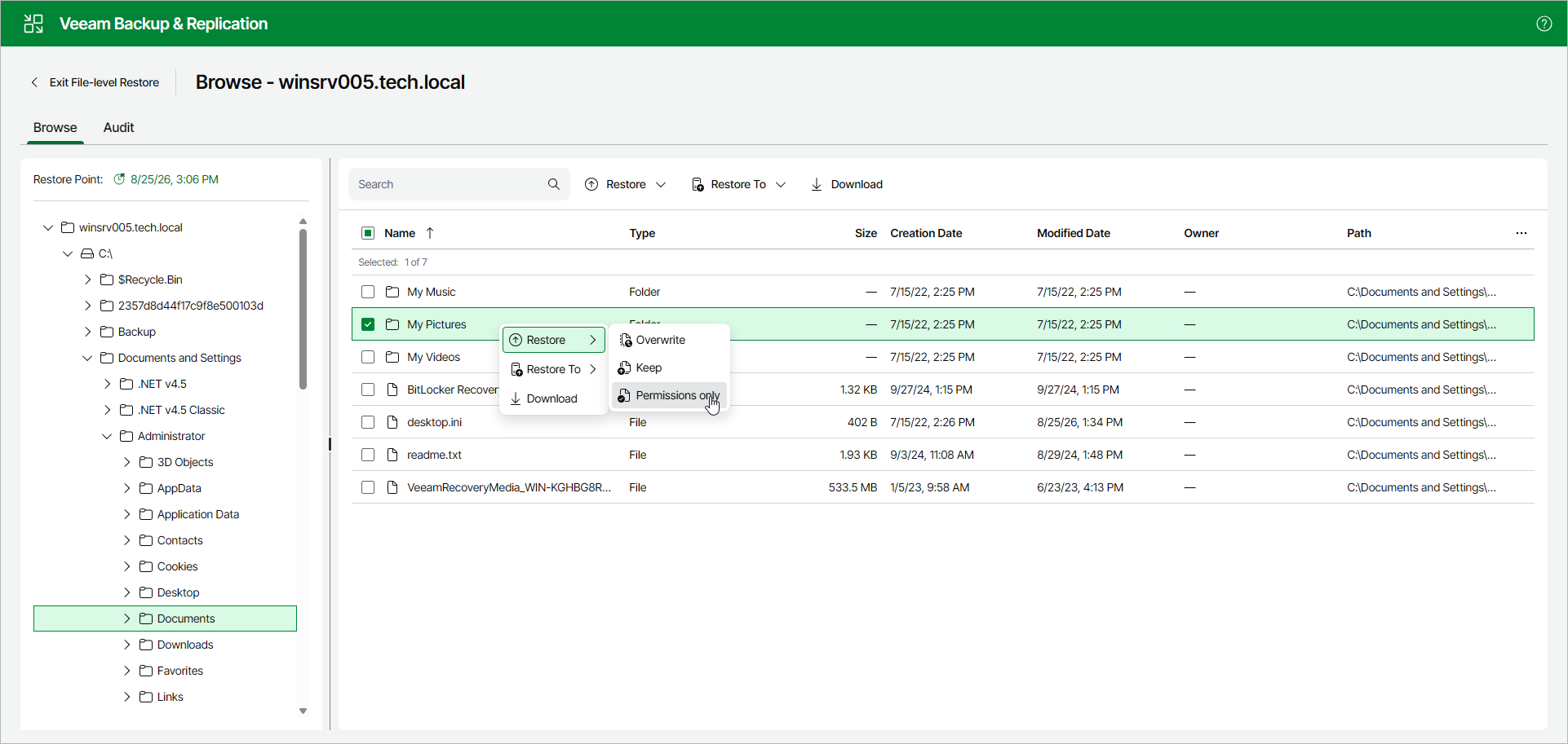 Restore Permissions