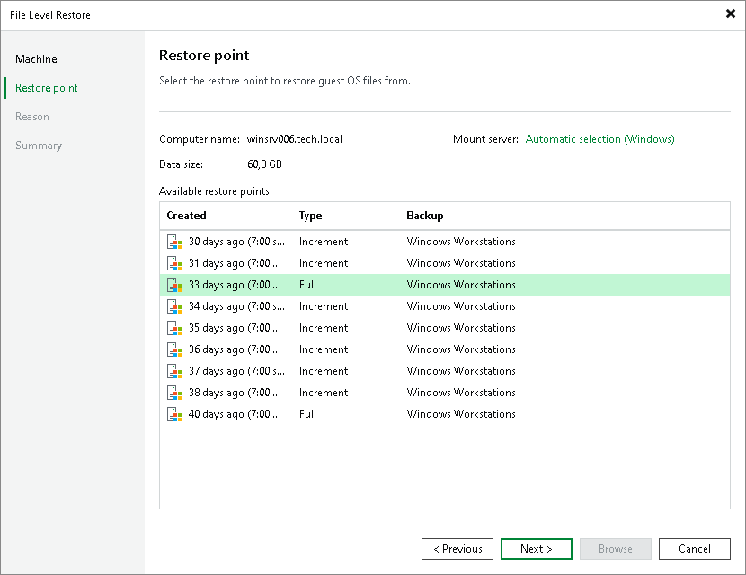 Step 3. Select Restore Point