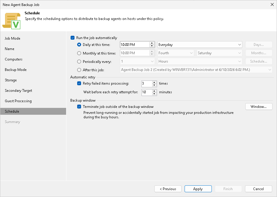 Step 11. Specify Backup Schedule