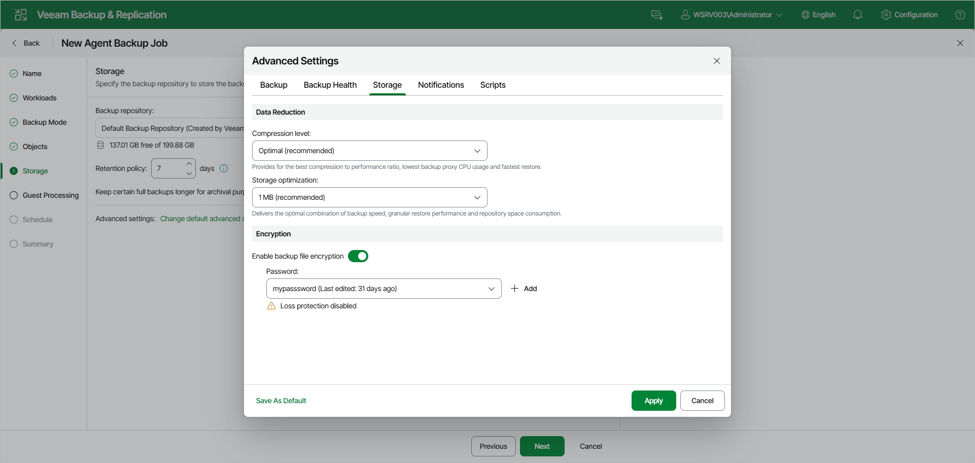 Specify Storage Settings