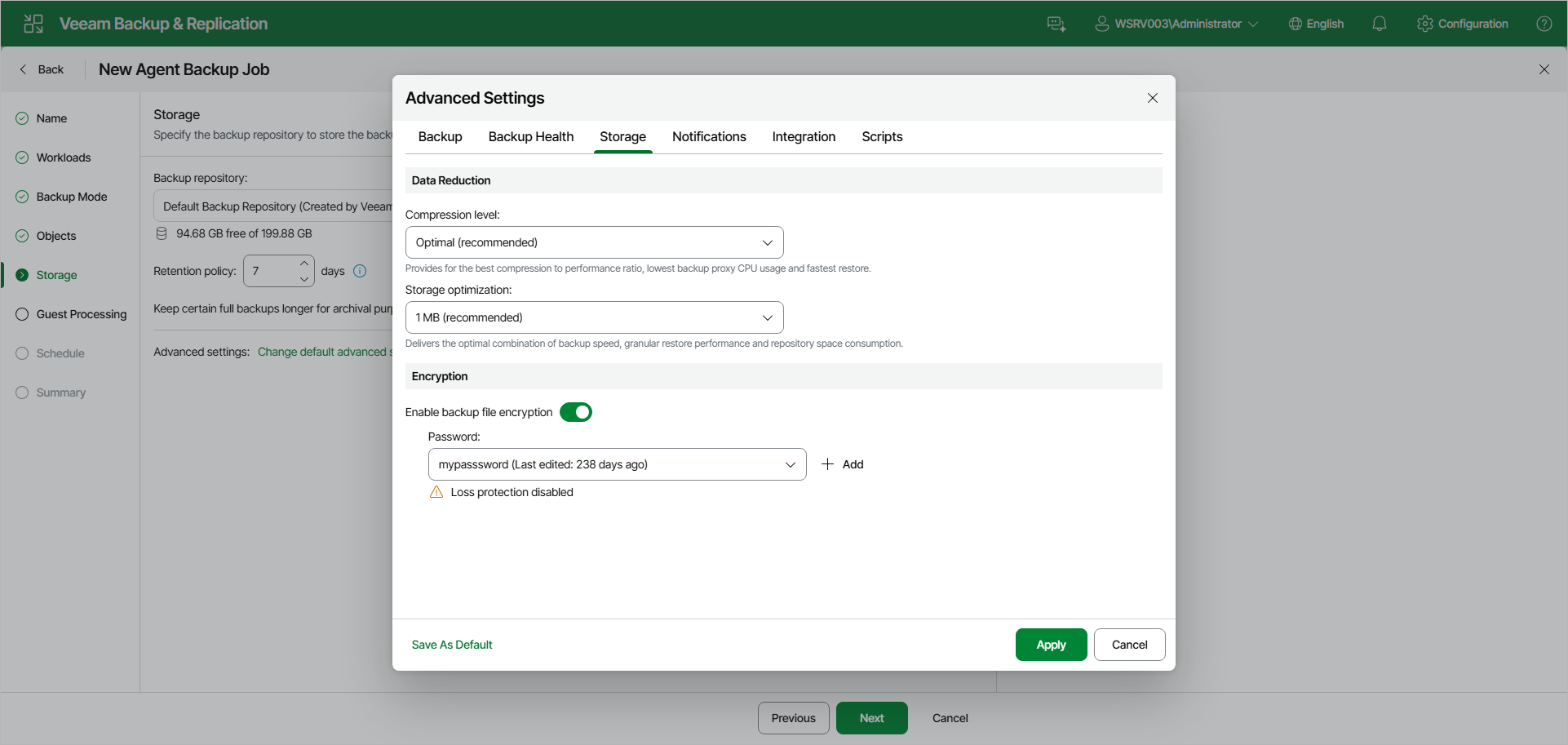 Specify Storage Settings