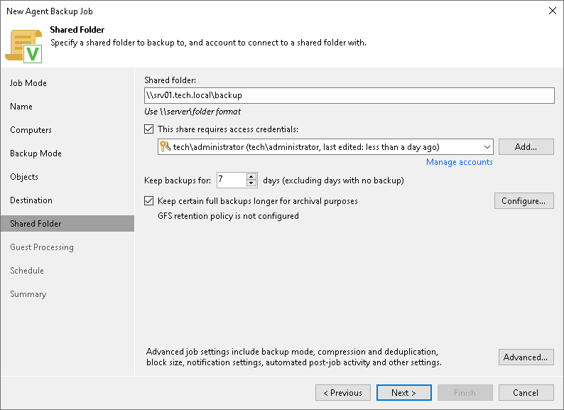 Shared Folder Settings