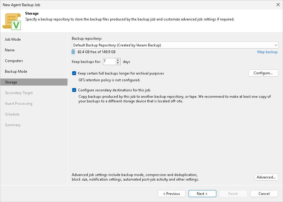 Step 7. Specify Backup Storage Settings