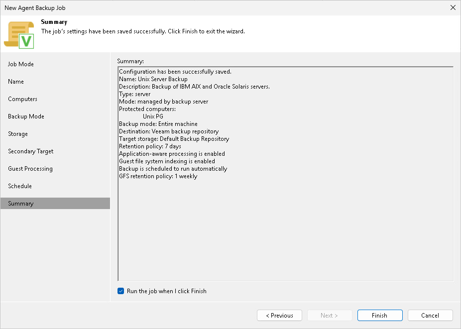 Step 12. Review Backup Job Settings