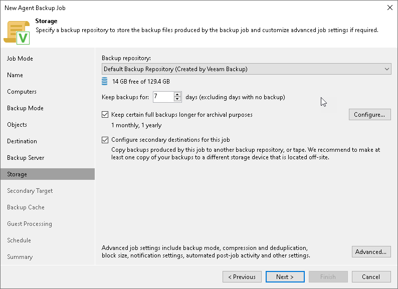 Veeam Backup Repository Settings
