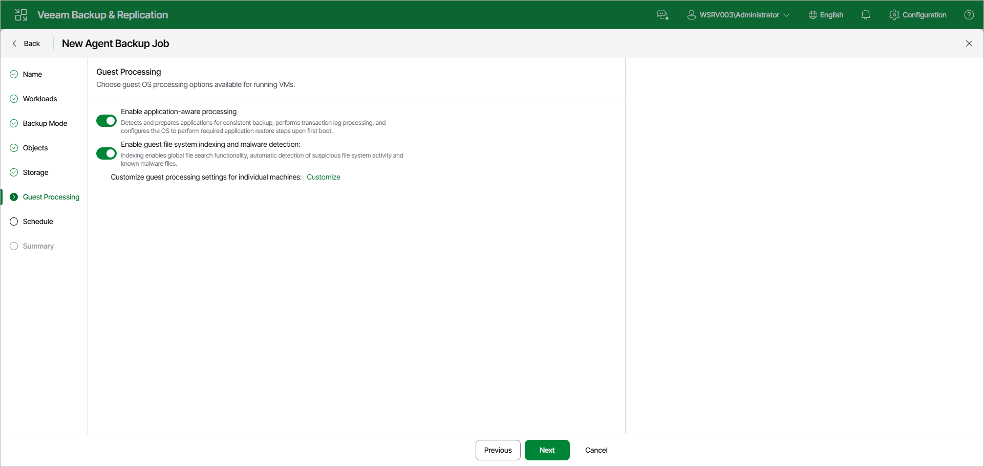 Specify Guest Processing Settings