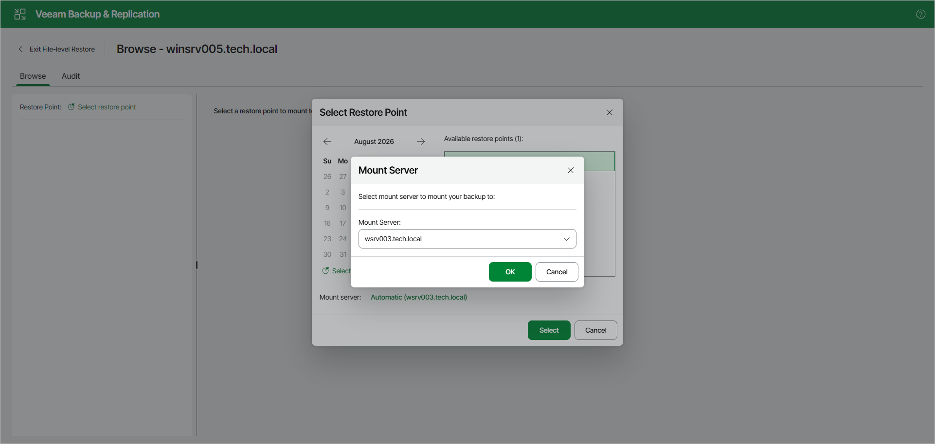 Select Mount Server - Web UI