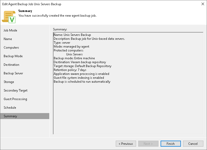 Step 13. Review Backup Job Settings