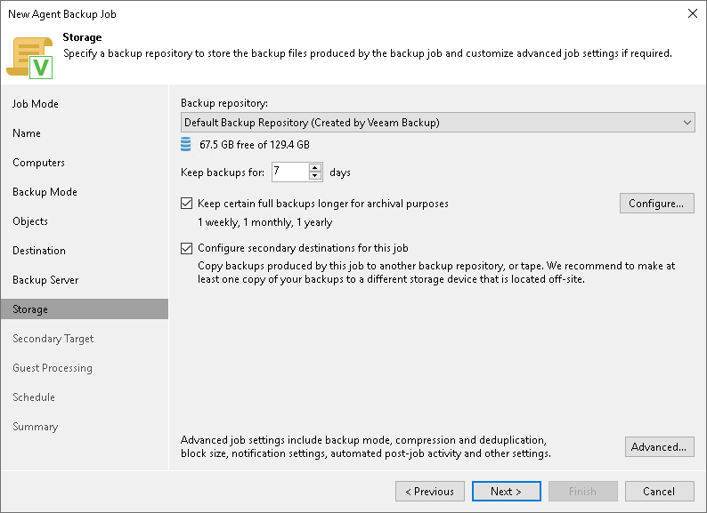 Veeam Backup Repository Settings