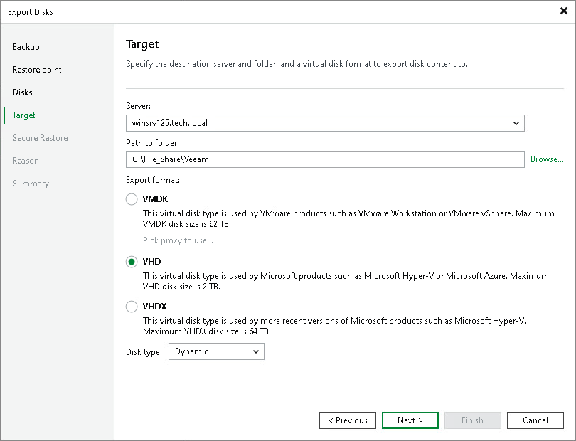 Step 5. Select Destination and Disk Format