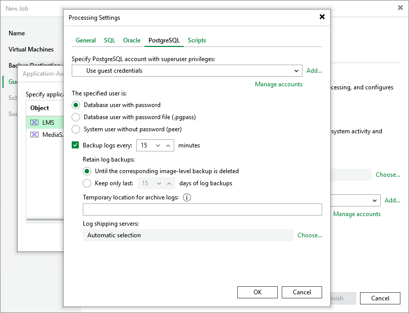 PostgreSQL WAL Files Settings