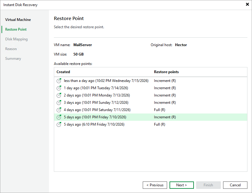 Step 3. Select Restore Point