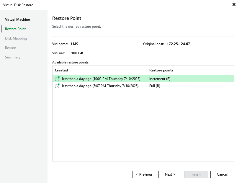 Step 3. Select Restore Point