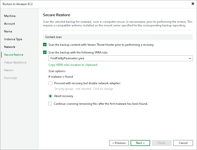 Step 7. Specify Secure Restore Settings