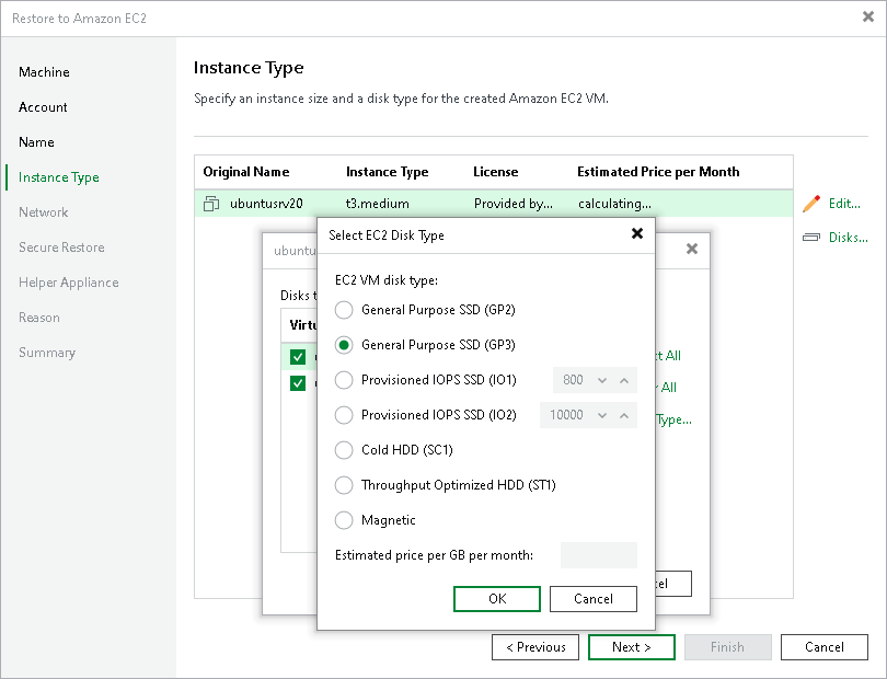 Step 5. Specify Instance Type and Disks