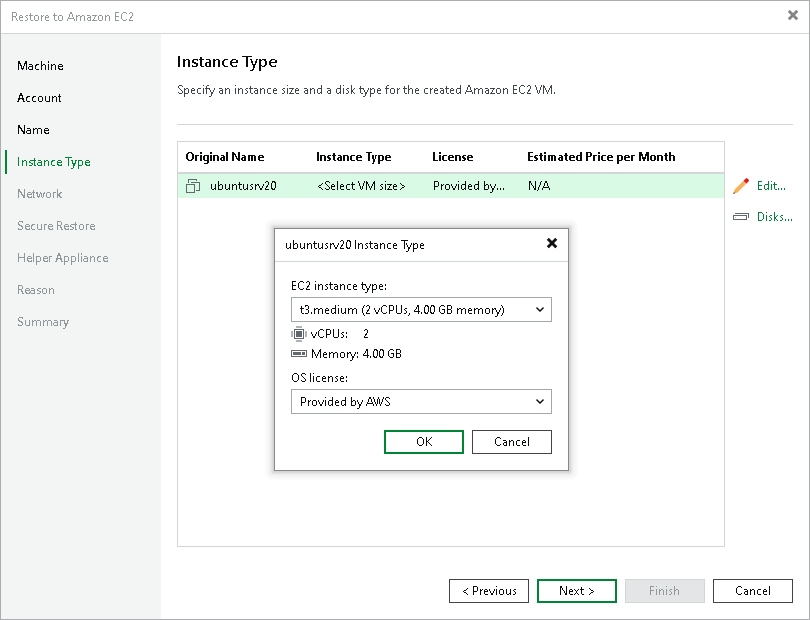 Step 5. Specify Instance Type and Disks