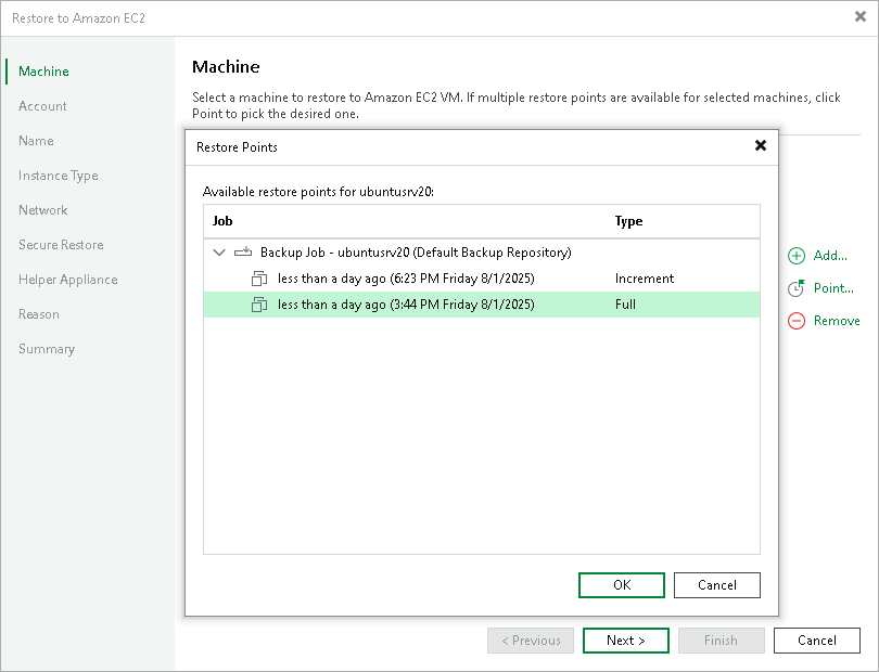 Step 2. Select Workloads and Restore Points