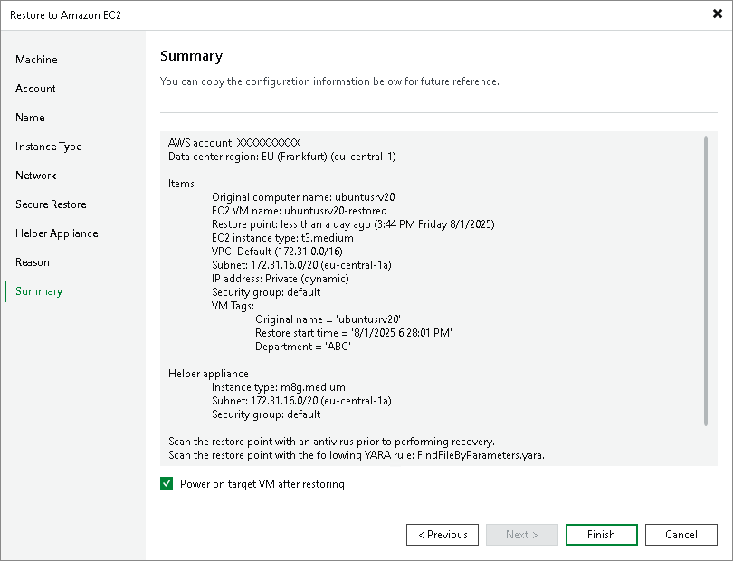 Step 10. Verify Restore Settings