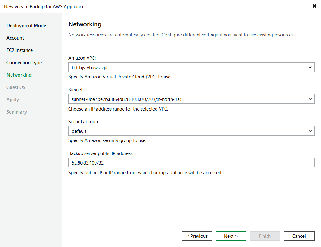 Deploy appliance - Network Settings Step 6. Specify Network Settings