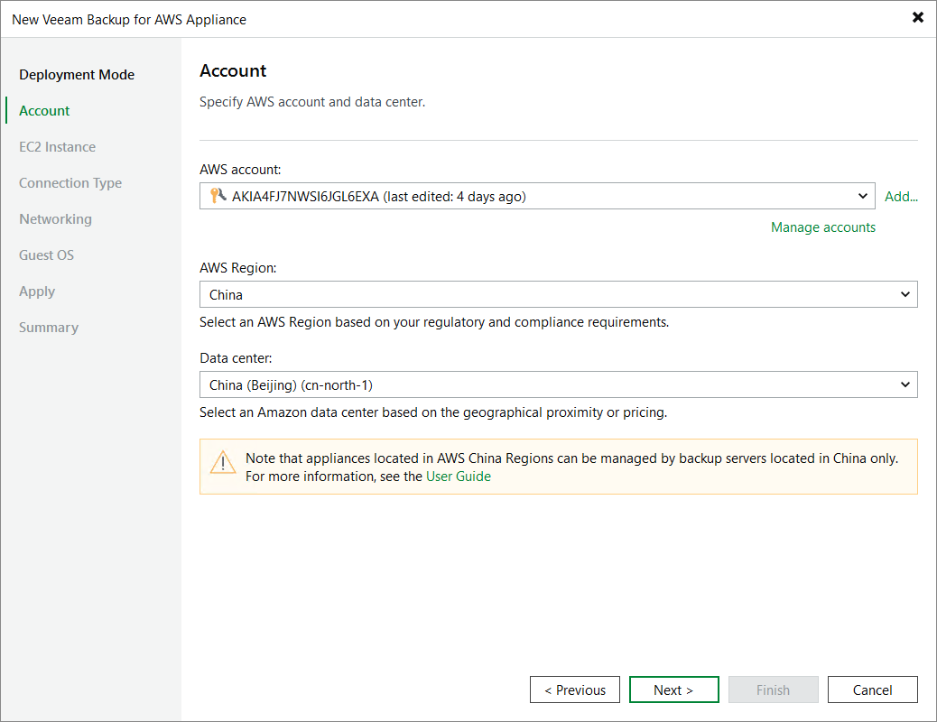 Step 3. Specify AWS Account
