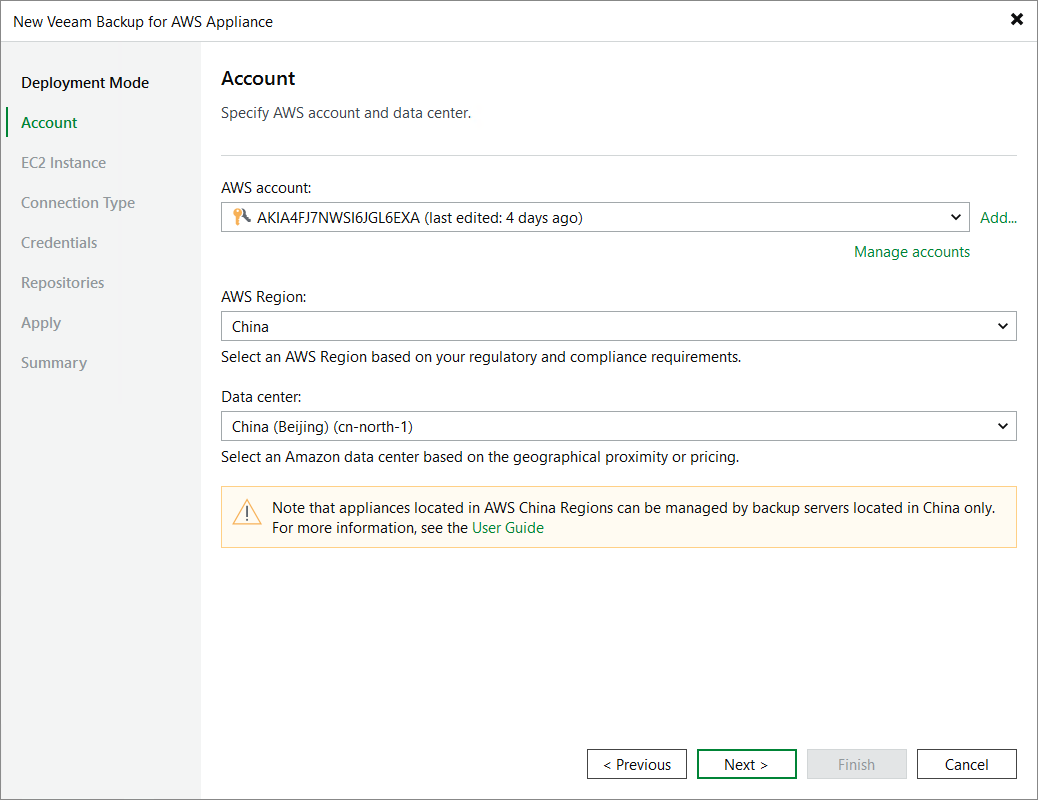 Step 3. Specify AWS Account Settings