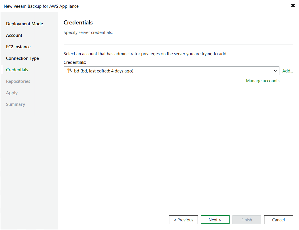 Specify User Credentials