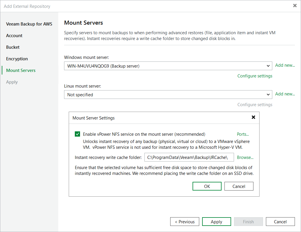 Step 6. Specify Mount Server Settings