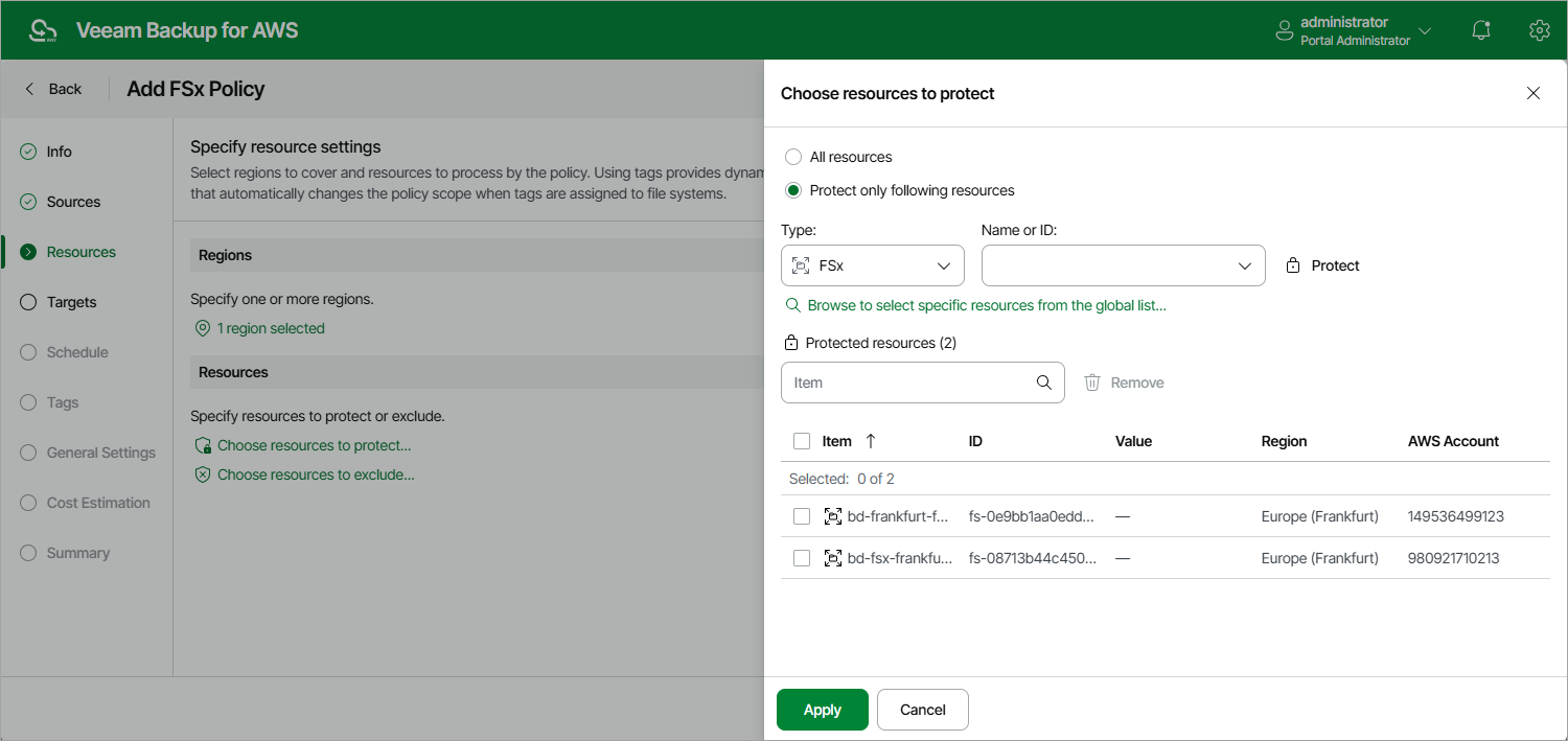 Creating FSx Backup Policy