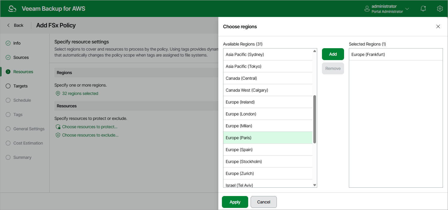 Creating FSx Backup Policy