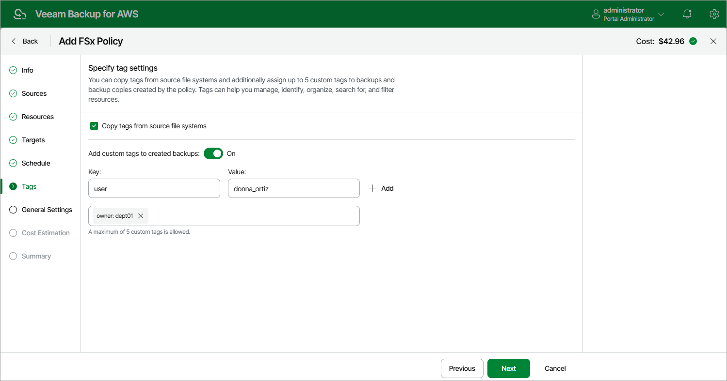 Creating FSx Backup Policy