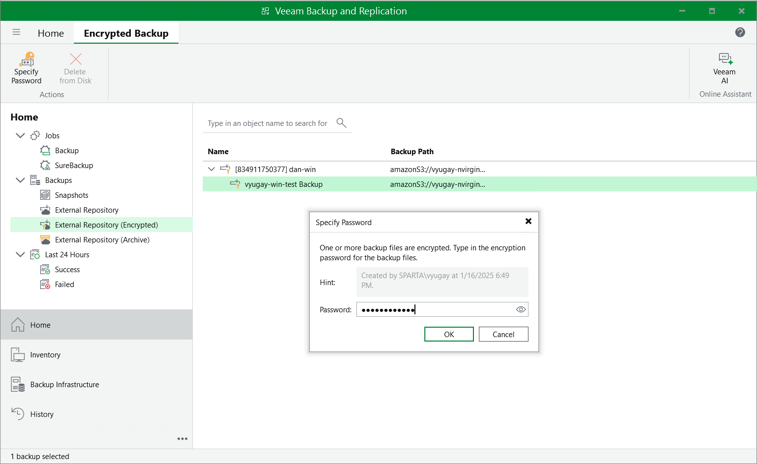 Backup decryption
