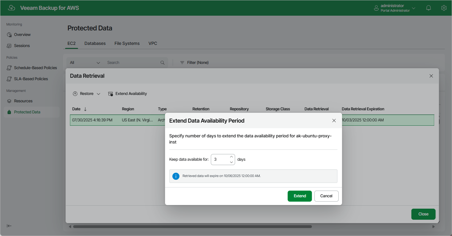 Retrieving EC2 Data From Archive